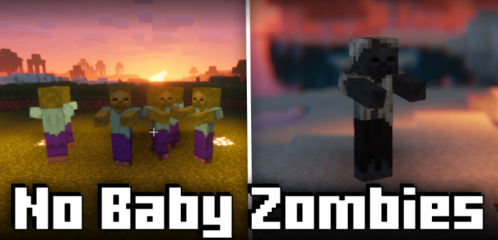 No Baby Zombies для Майнкрафт [1.20.4, 1.20.1, 1.19.2]