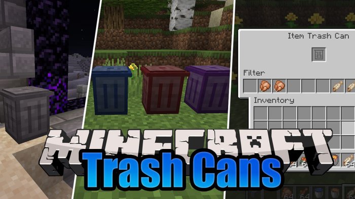 Trash Cans для Майнкрафт [1.21.3, 1.21.1, 1.21]