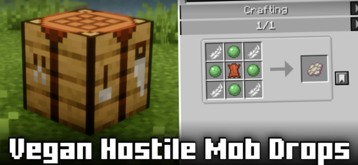 Vegan Hostile Mob Drops для Майнкрафт [1.21.10, 1.21.9, 1.21.8]