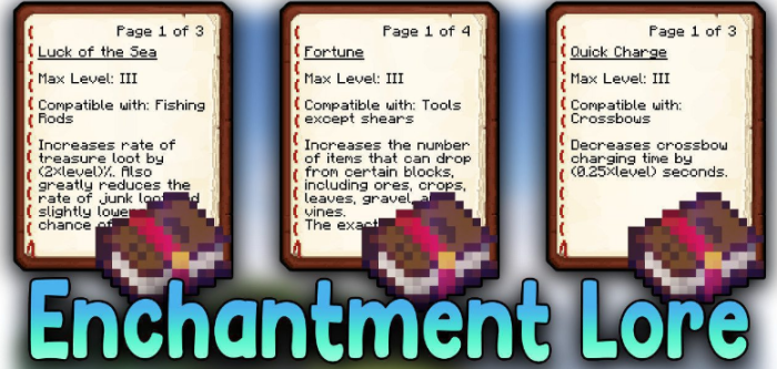 Enchantment Lore для Майнкрафт [26.1.2, 26.1.1, 26.1]