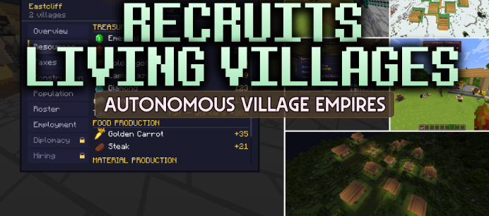 Recruits Living Villages для Майнкрафт [1.20.1, 1.20]